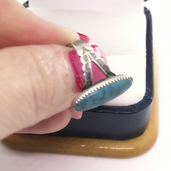 🔥SOLD 925 Vintage Turquoise Southwestern Ring - Picture 7 of 8